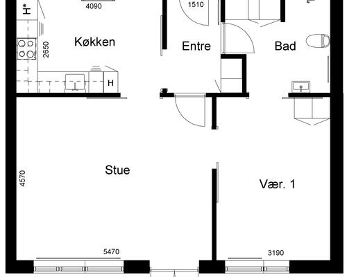 2 værelses lejlighed i Tjele