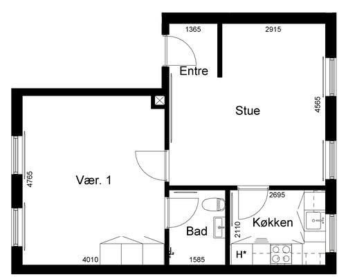 2 værelses lejlighed i Tjele