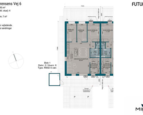 4 værelses hus i Give