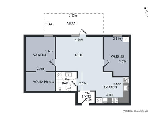 Fed 3-værelses lejlighed med walk-in og stor altan på Eternitten