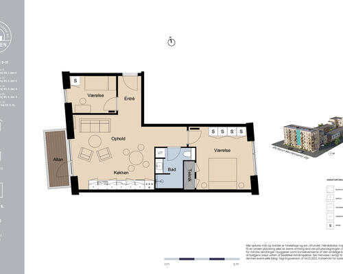 3 værelses lejlighed i København S