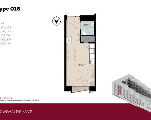 1 værelses lejlighed i København Ø