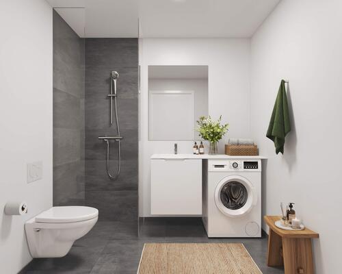 Denne nybyggede toværelses lejebolig tilbyder en moderne boligoplevelse med alt i hårde hvidevarer, blot en kort cykeltur væk fra Horsens centrum. Til boligen hører eget skur.