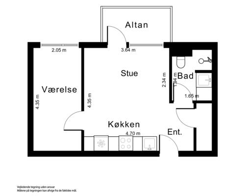 2 værelses lejlighed i Tilst