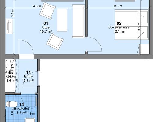 2 værelses lejlighed i Kerteminde