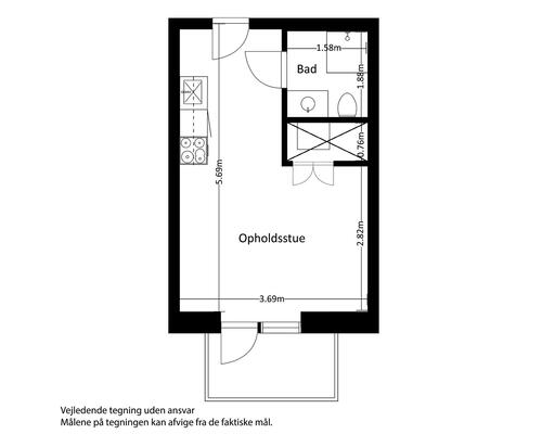 1 værelses lejlighed i Risskov