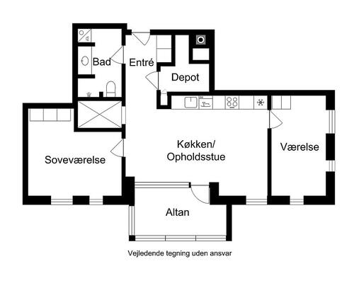 3 værelses lejlighed i København S