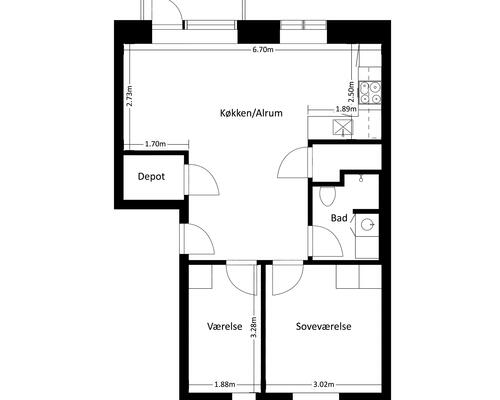 3 værelses lejlighed i Frederikssund