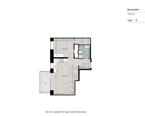Rummelig 2-værelses lejlighed med moderne køkken, god planløsning og gulvarme i alle rum - Ingen bindingsperiode!