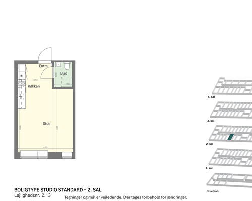 Lyst studio med plads til det hele