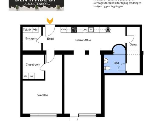 2 værelses lejlighed i Augustenborg