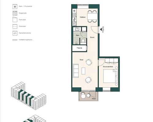 2 værelses lejlighed i København S
