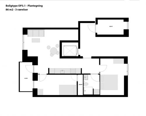 2 værelses lejlighed i Århus C