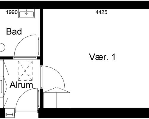 1 værelses lejlighed i Billund
