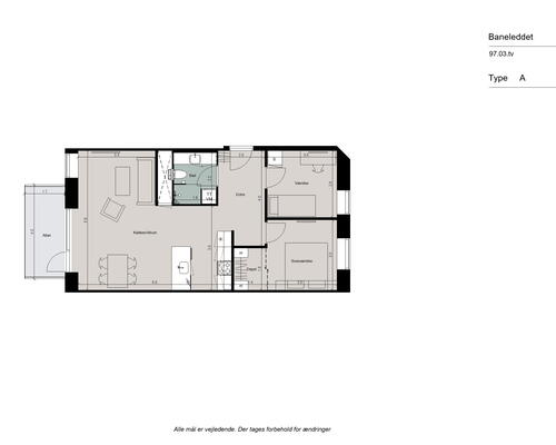 Rummelig og funktionel 3-værelses med stort køkken-alrum, walk-in-mulighed og hyggelig terrasse - Ingen bindingsperiode!