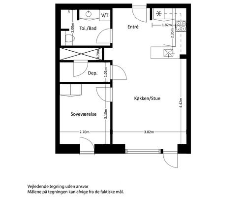 2 værelses lejlighed i Slagelse