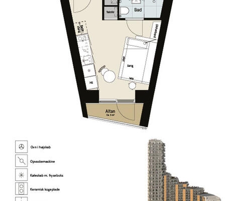 1 værelses lejlighed i Århus N