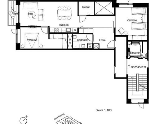2 værelses lejlighed i Valby