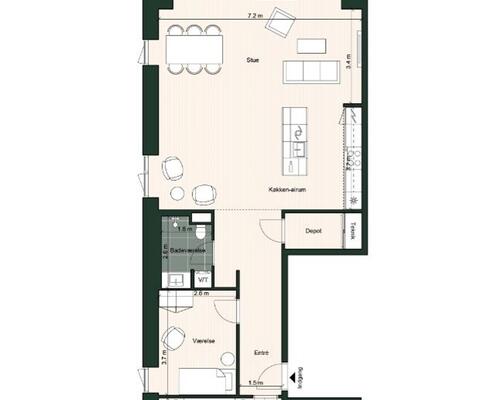 2 værelses lejlighed i Odense C