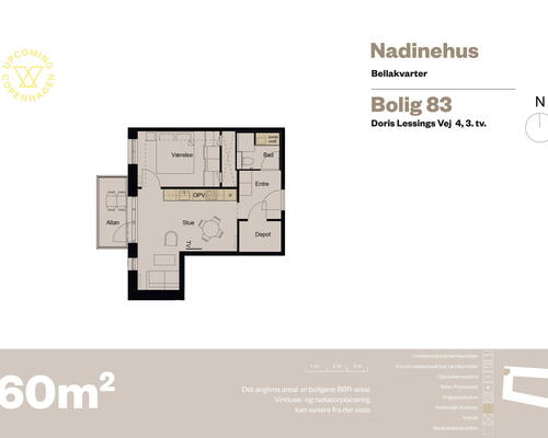 2 værelses lejlighed i København S