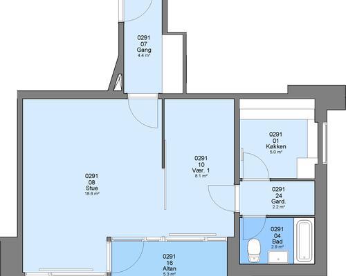 1 værelses lejlighed i Virum