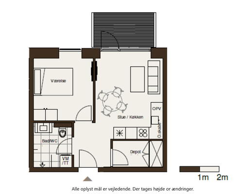 Egedal stationsby - Praktisk 2 vær. lejebolig med stor altan
