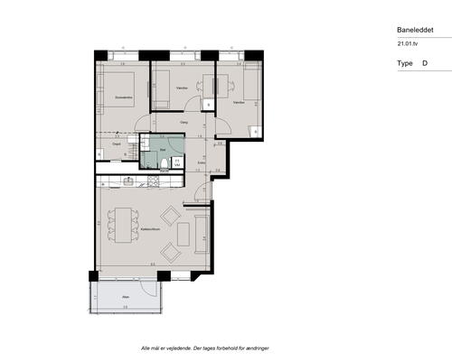 Flot moderne 4-værelses lejlighed med gulvarme, altan ud til gården og plads til hele familien - Ingen bindingsperiode!
