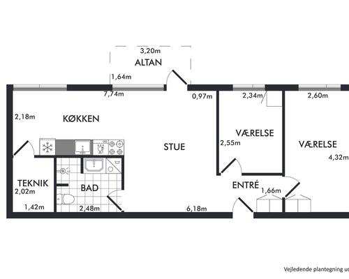 3 værelses lejlighed i Viborg
