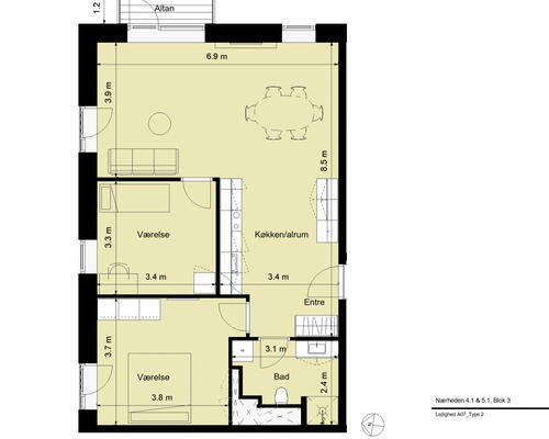 Kun 2 måneders depositum - Stor 3-værelses lejlighed med altan