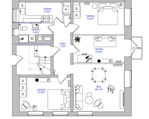 4 værelses lejlighed i Frederiksberg
