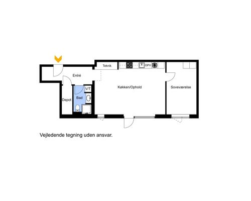 Moderne 2-værelses lejlighed