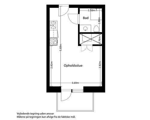 1 værelses lejlighed i Risskov