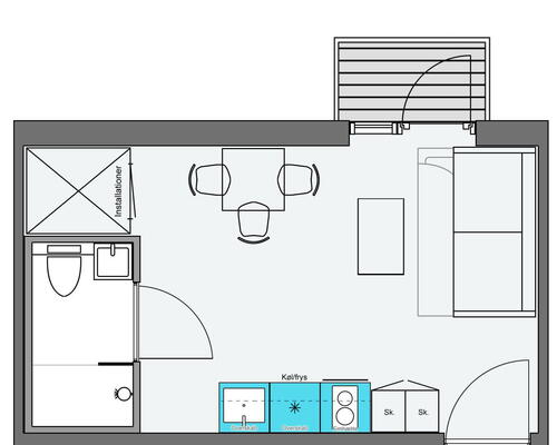 1 værelses lejlighed i København S