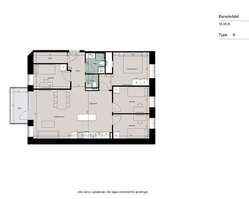 Veldisponeret og delevenlig 5-værelses bolig med stort køkken-alrum, køkkenø og to toiletter - Gulvarme i hele boligen! Ingen bindingsperiode