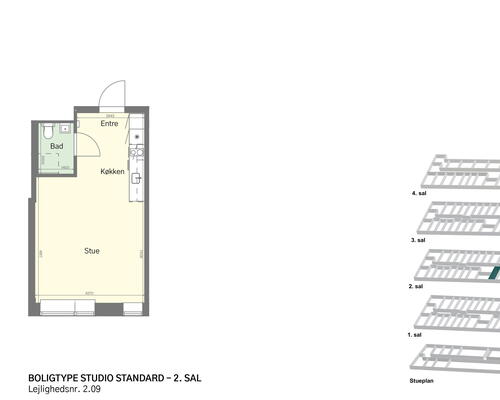 Lyst studio med plads til det hele