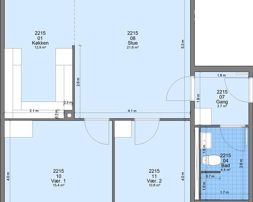 3 værelses lejlighed i Randers