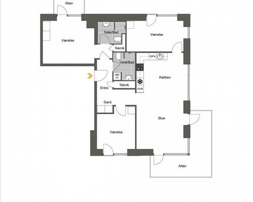 4 værelses lejlighed i København S