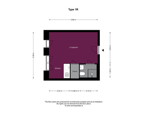 1 værelses lejlighed i København SV