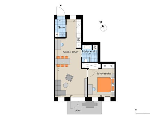 2 værelses lejlighed i Hillerød