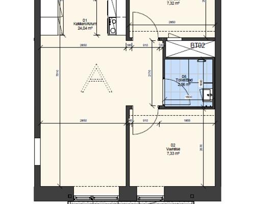 Stor og rummelig 2-værelses lejlighed nær Vestamager Mestro st.