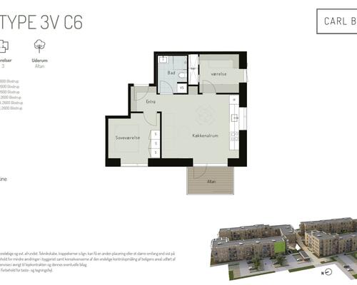 3 værelses lejlighed i Glostrup