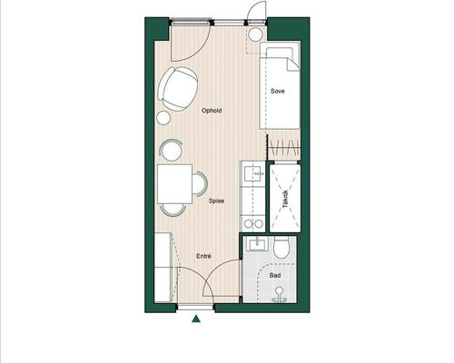 1 værelses lejlighed i Århus N