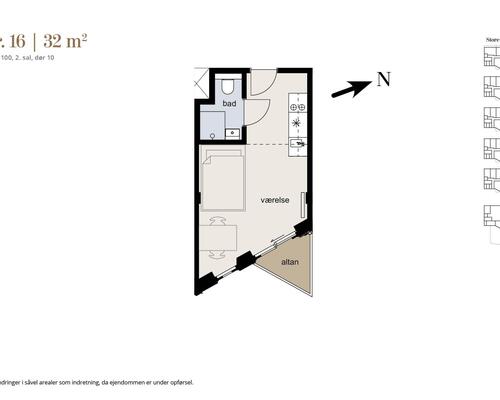 1 værelses lejlighed i København K