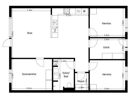 4 værelses hus i Trige