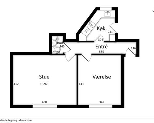 2 værelses lejlighed i Aalborg