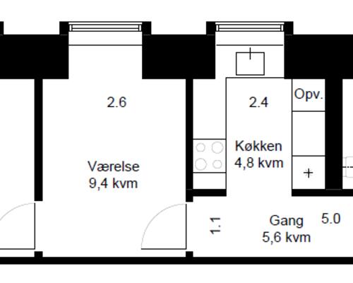 2 værelses lejlighed i Århus C