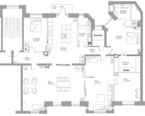5 værelses lejlighed i Frederiksberg C