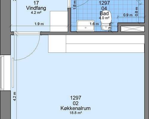 1 værelses lejlighed i Langå