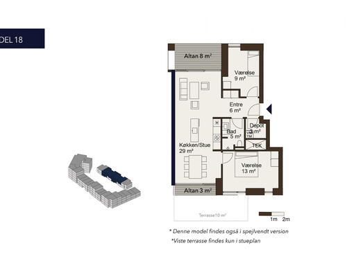 Egedal Stationsby - 3 værelses lejebolig med stor terrasse