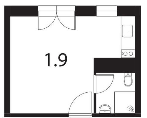 1 værelses lejlighed i København NV